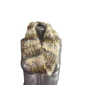 Steve Madden Cream Gray Pink Knit Infinity Scarf Multicolor